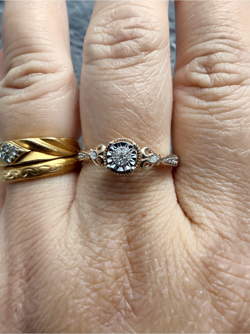 10k Solid Gold Delicate Diamond Halo Ring Diamond Engagement Ring